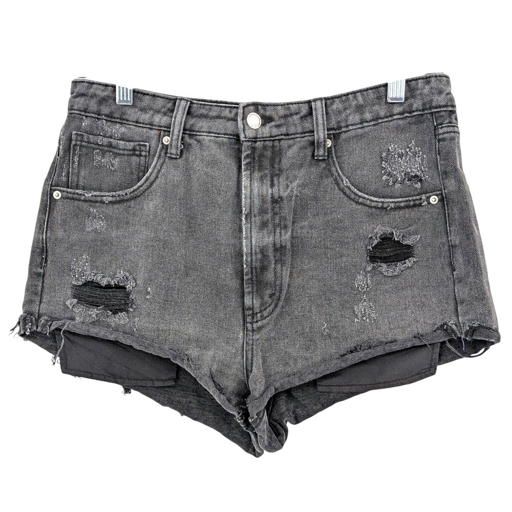 Black Highest‎ Rise Cheeky Shorts Wild Fable Distressed Denim Size 8